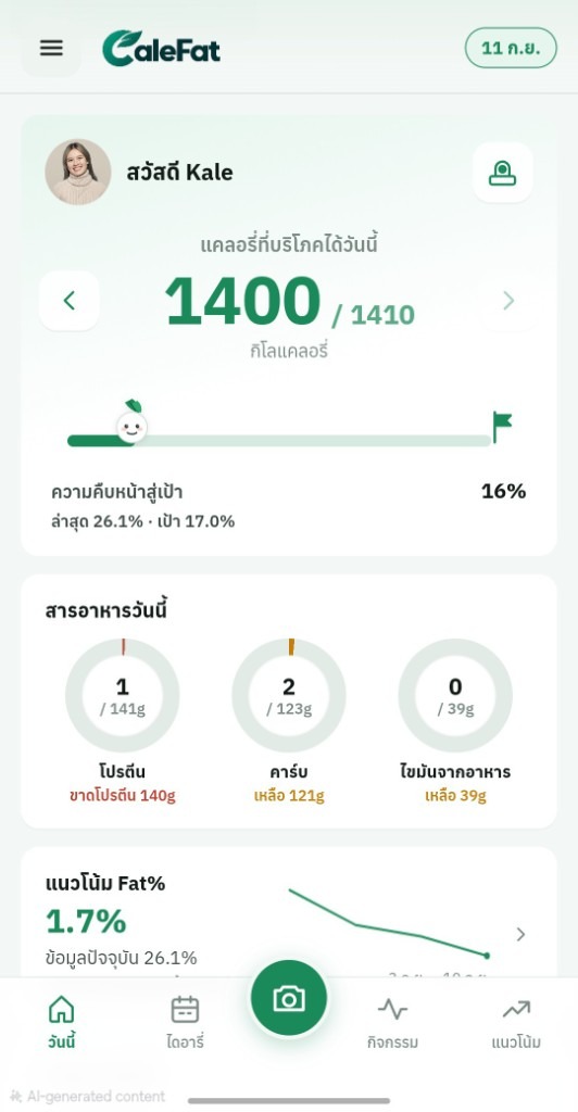 CaleFat product interface